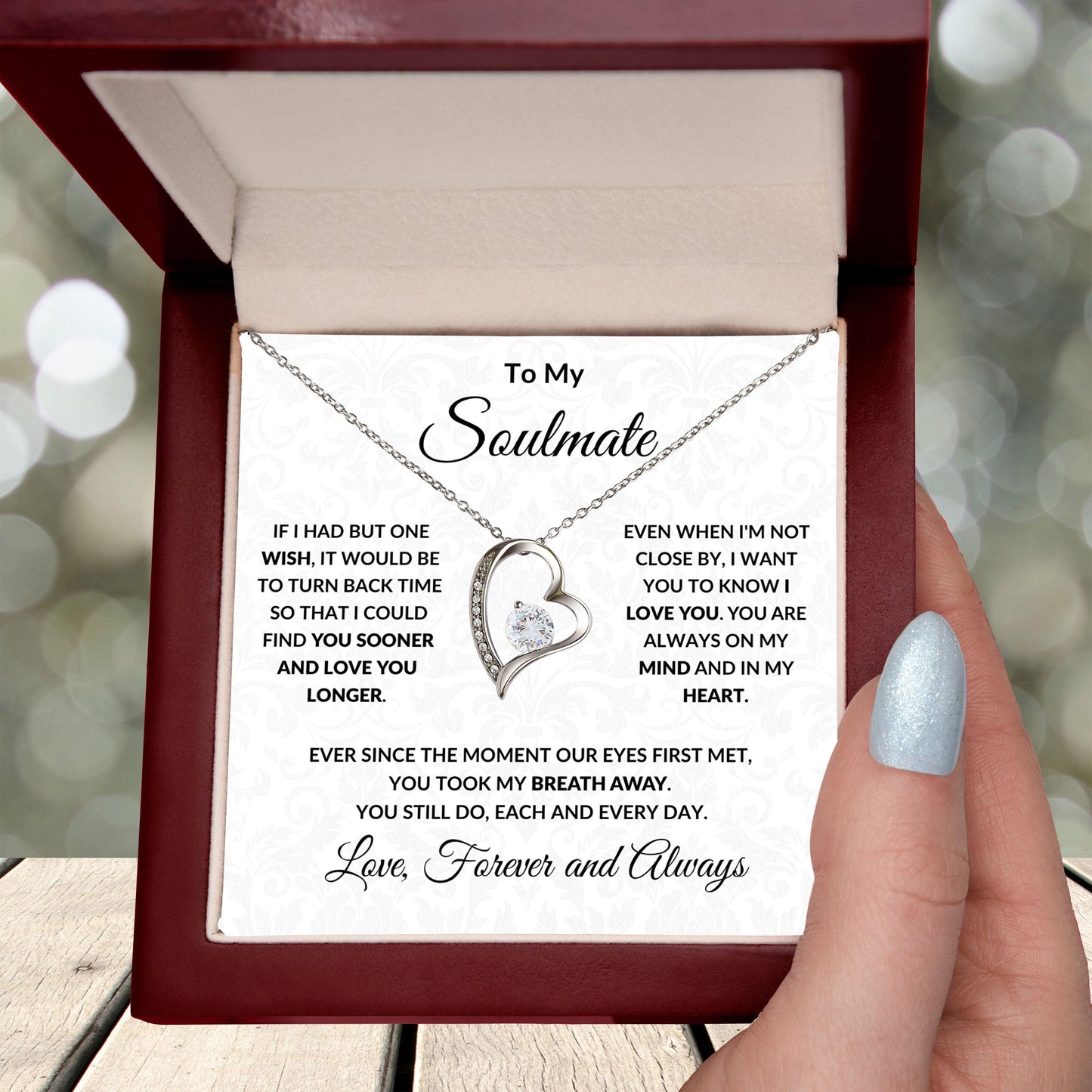 To My Soulmate - Find You Sooner - Forever Love Pendant Necklace - Mallard Moon Gift Shop