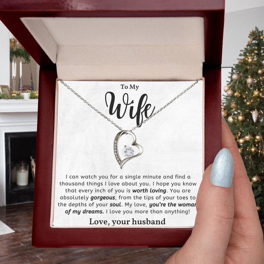 To My Gorgeous Wife Forever Love Heart Pendant Necklace - Mallard Moon Gift Shop
