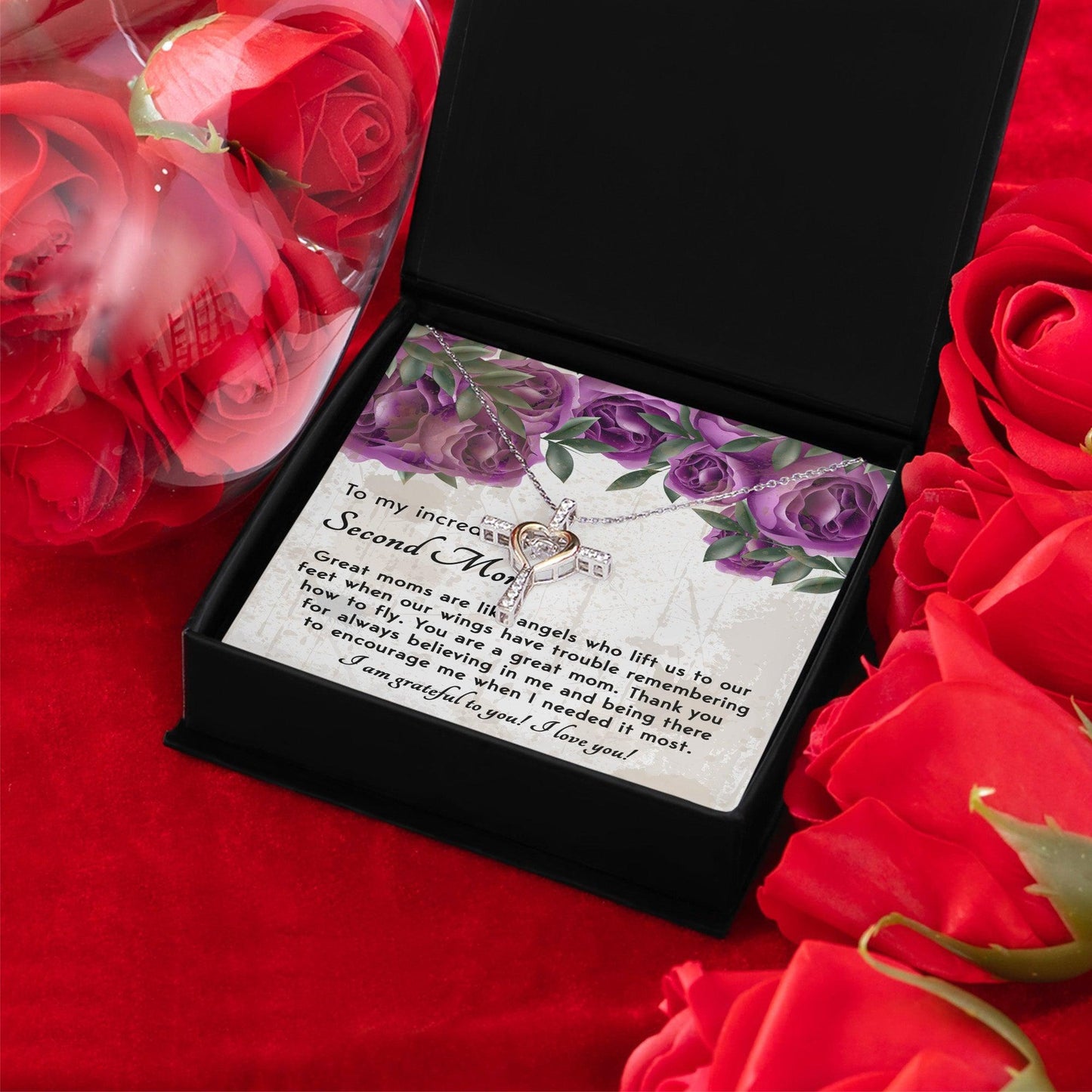 Bonus Mom Gift I am Grateful For You Cross Pendant Necklace - Mallard Moon Gift Shop