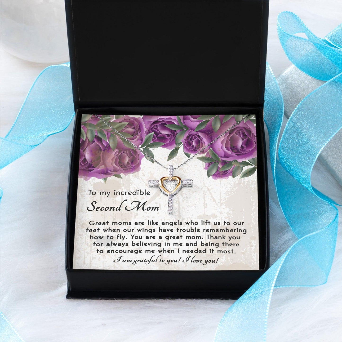 Bonus Mom Gift I am Grateful For You Cross Pendant Necklace - Mallard Moon Gift Shop