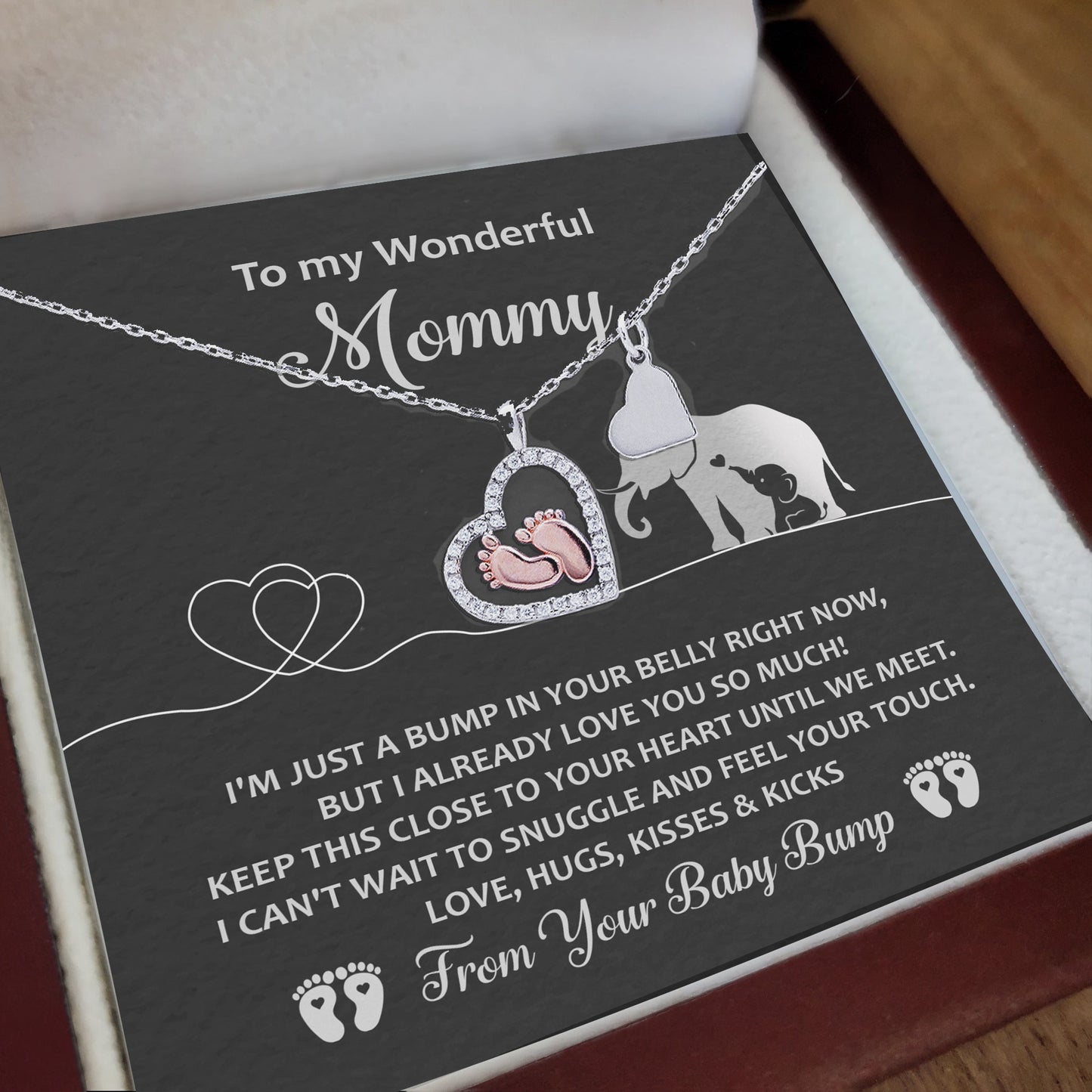 To My Wonderful Mommy I May be Just a Bump But I Love You So Much Baby Feet Necklace - Mallard Moon Gift Shop