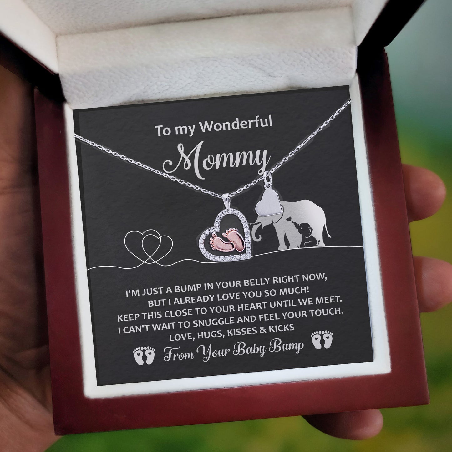 To My Wonderful Mommy I May be Just a Bump But I Love You So Much Baby Feet Necklace - Mallard Moon Gift Shop