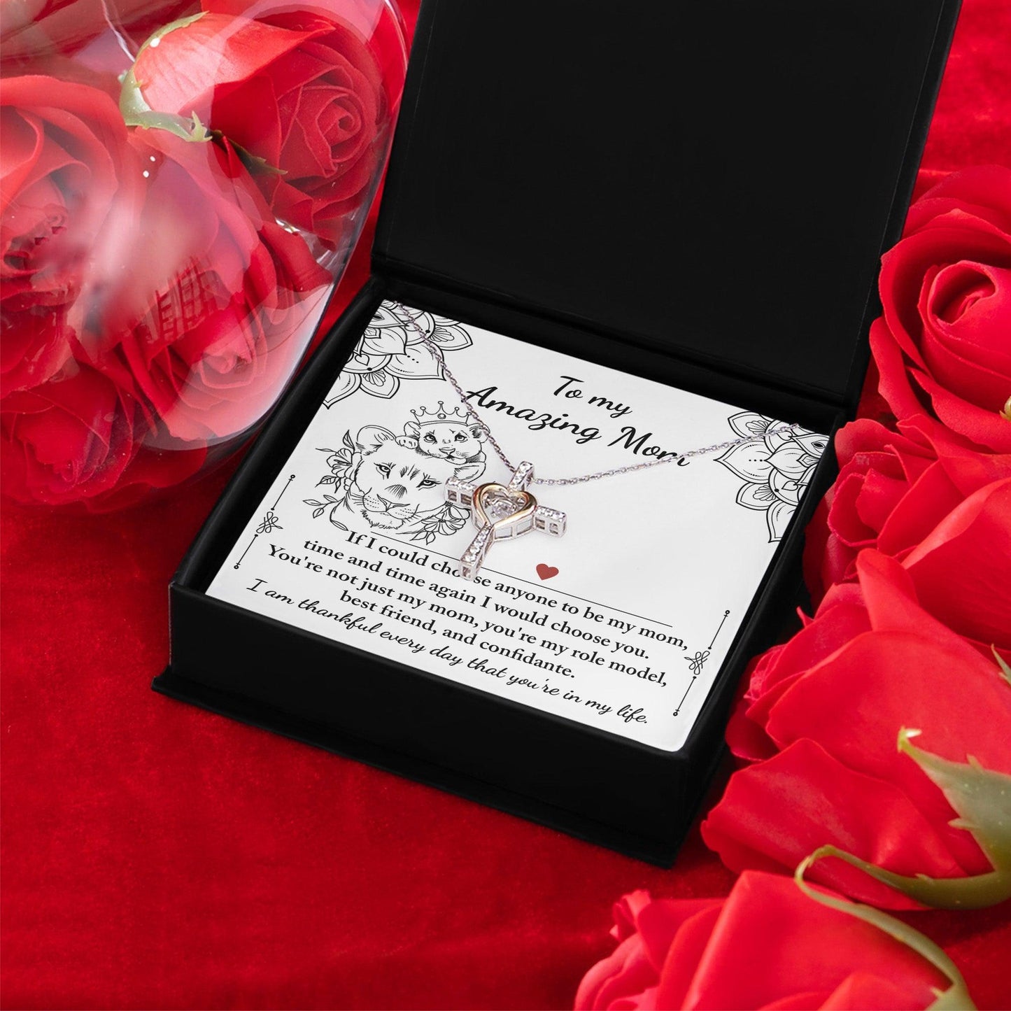 To My Amazing Mom You are my Best Friend, Role Model, and Confidante Cross Pendant Necklace - Mallard Moon Gift Shop
