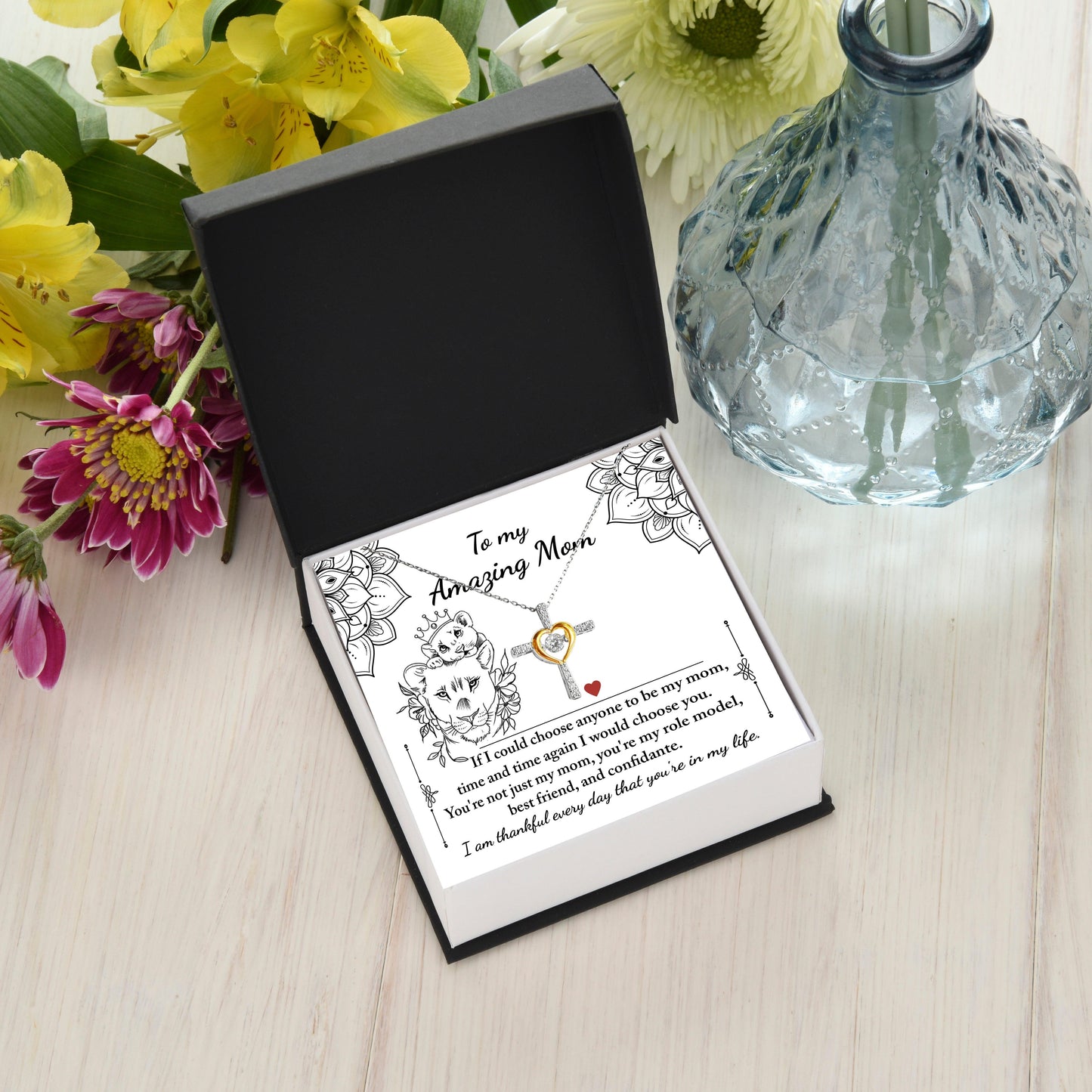 To My Amazing Mom You are my Best Friend, Role Model, and Confidante Cross Pendant Necklace - Mallard Moon Gift Shop