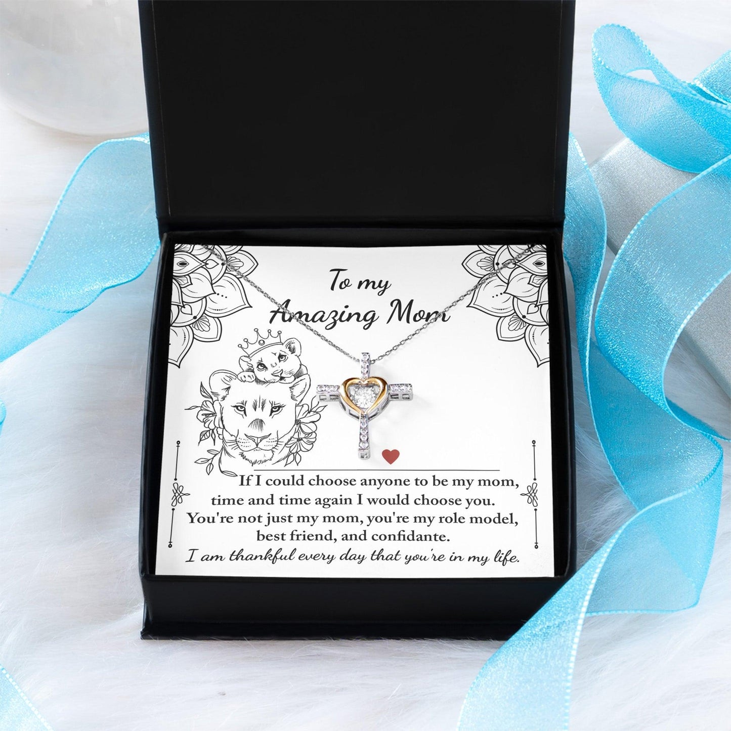 To My Amazing Mom You are my Best Friend, Role Model, and Confidante Cross Pendant Necklace - Mallard Moon Gift Shop