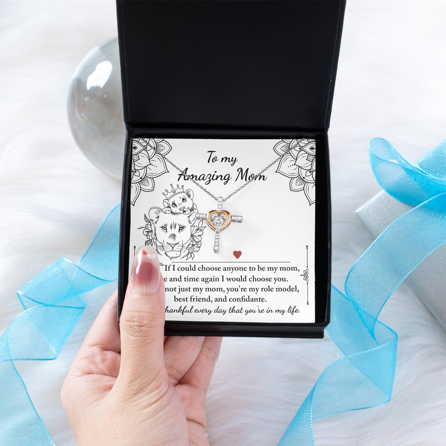 To My Amazing Mom You are my Best Friend, Role Model, and Confidante Cross Pendant Necklace - Mallard Moon Gift Shop