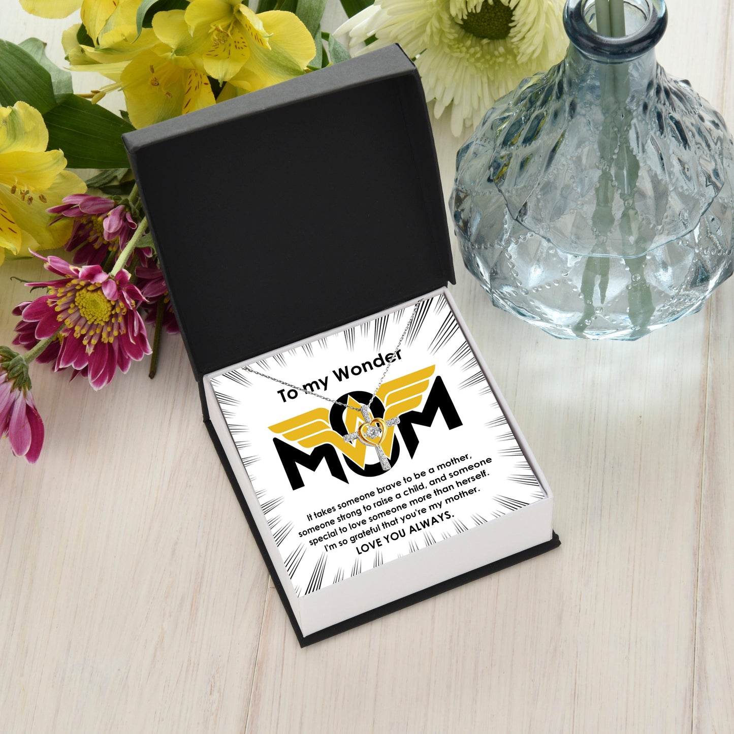 To My Wonder Mom It Take Someone Brave to Be a Mother Cross Pendant Necklace - Mallard Moon Gift Shop