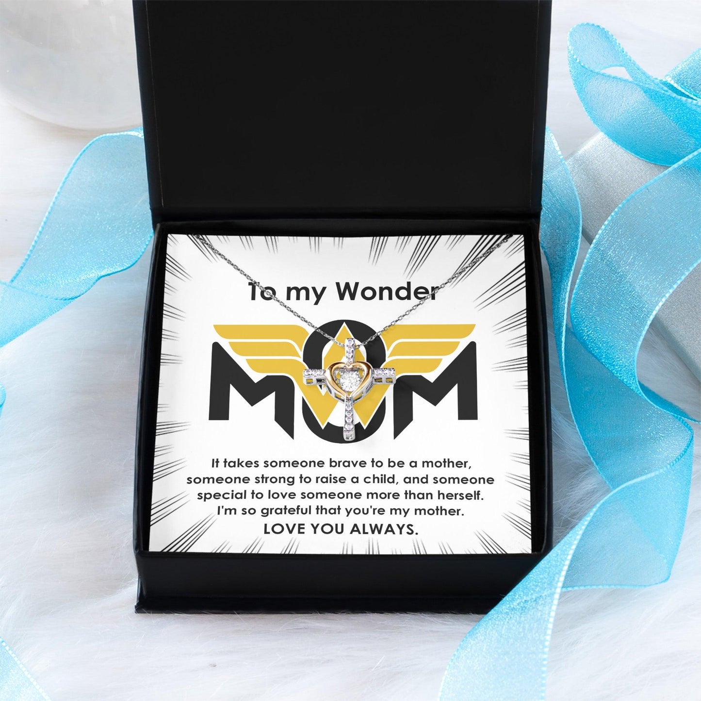 To My Wonder Mom It Take Someone Brave to Be a Mother Cross Pendant Necklace - Mallard Moon Gift Shop