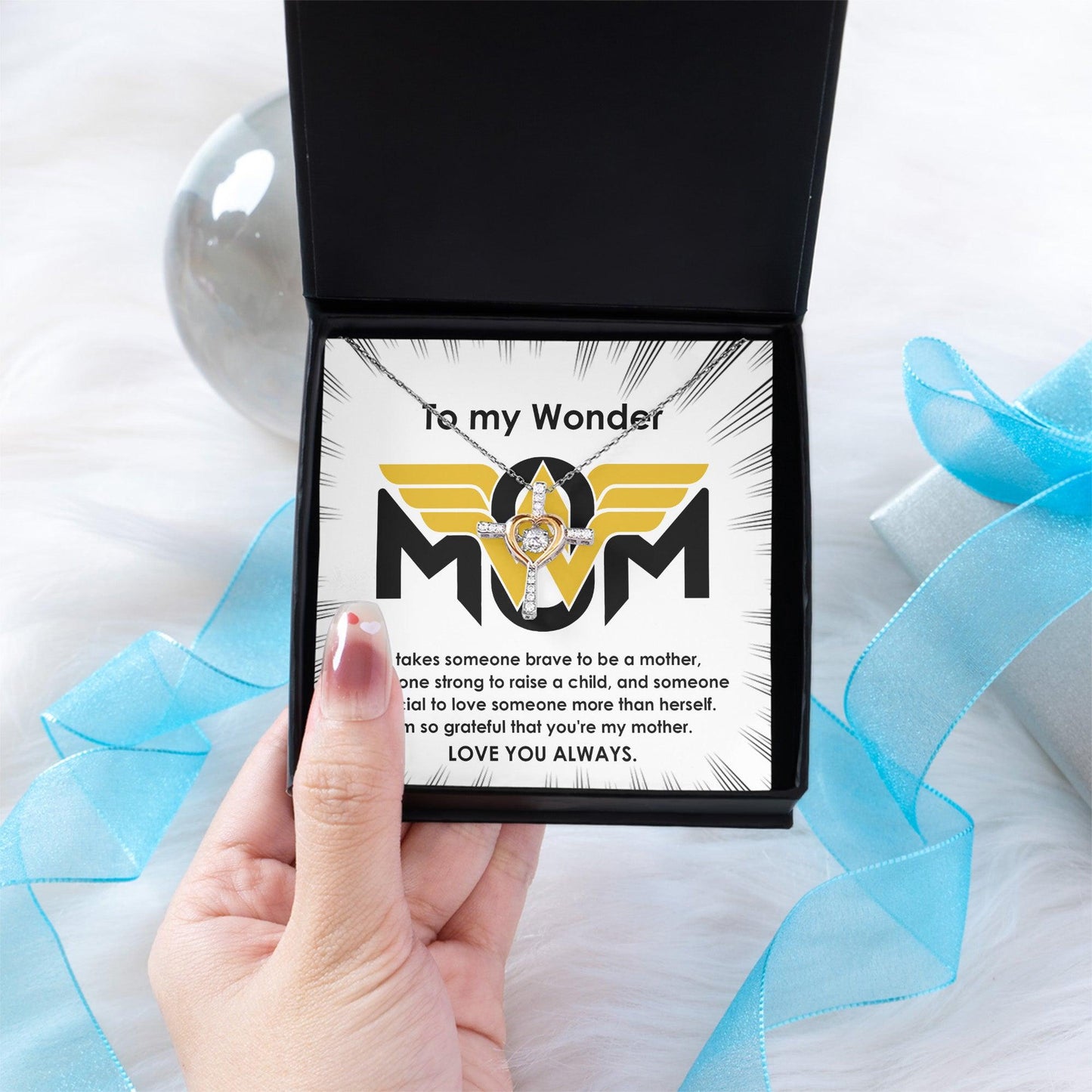 To My Wonder Mom It Take Someone Brave to Be a Mother Cross Pendant Necklace - Mallard Moon Gift Shop