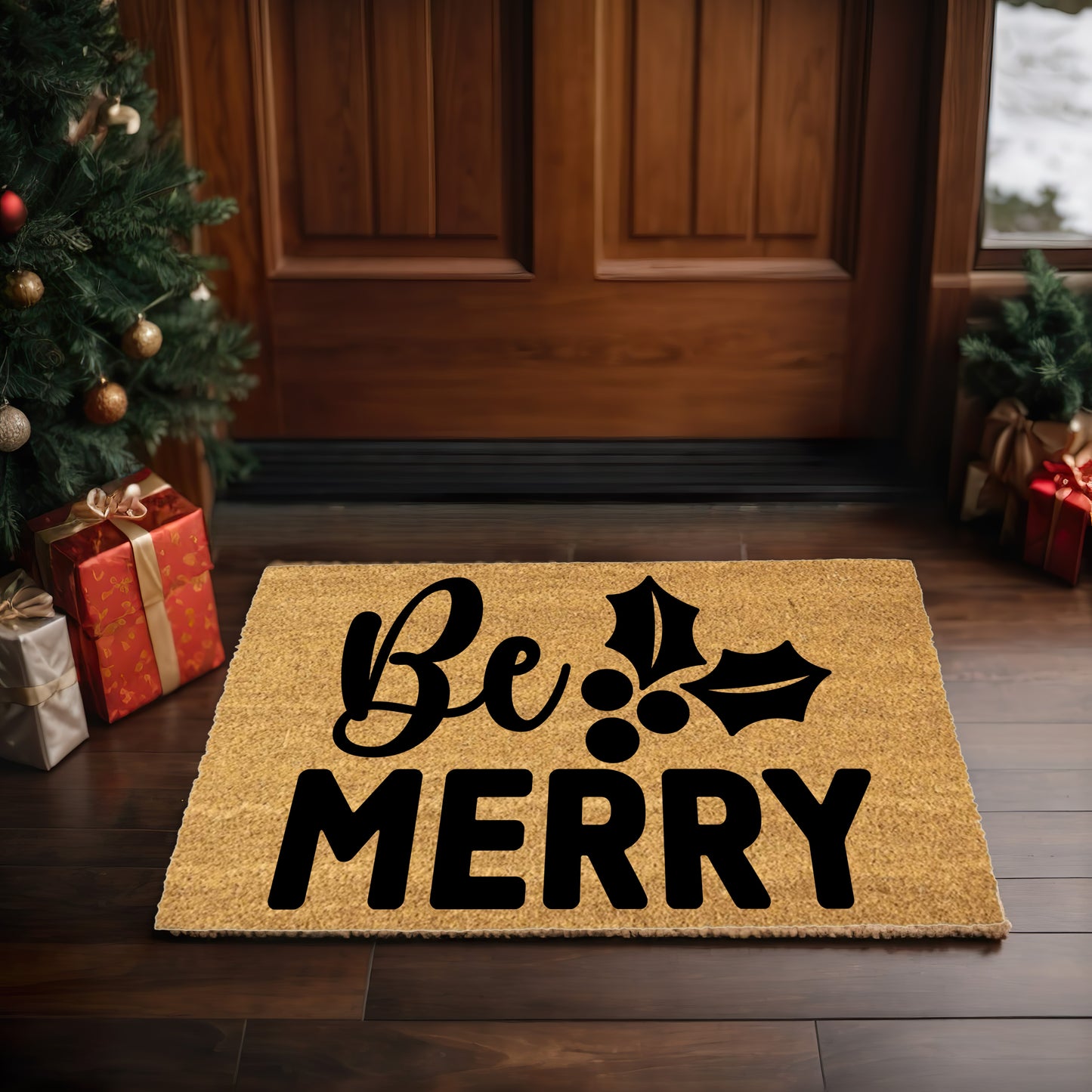 Be Merry Christmas Doormat – Holiday Outdoor Coir Mat Porch Décor