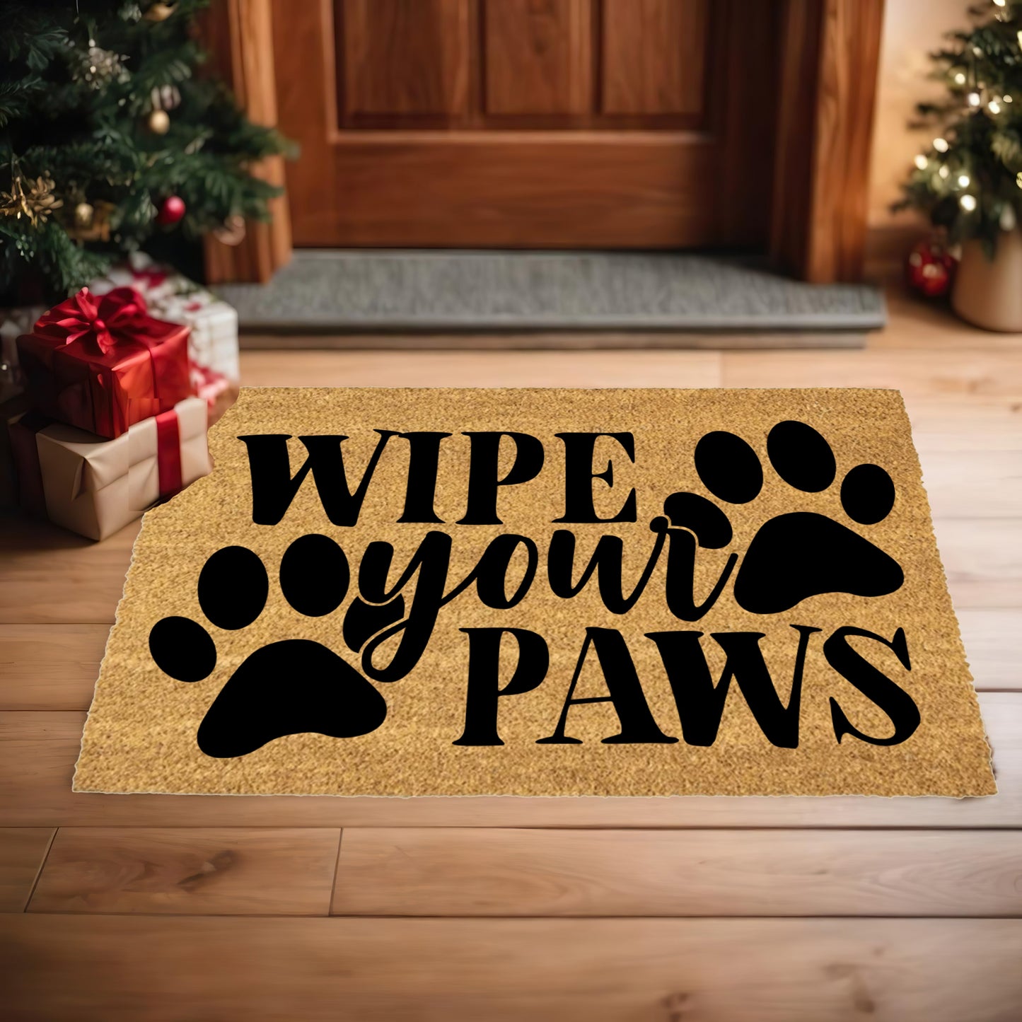 “Wipe Your Paws” Funny Pet Doormat | Natural Coir Welcome Mat for Dog & Cat Owners | Farmhouse Style Entry Rug - Mallard Moon