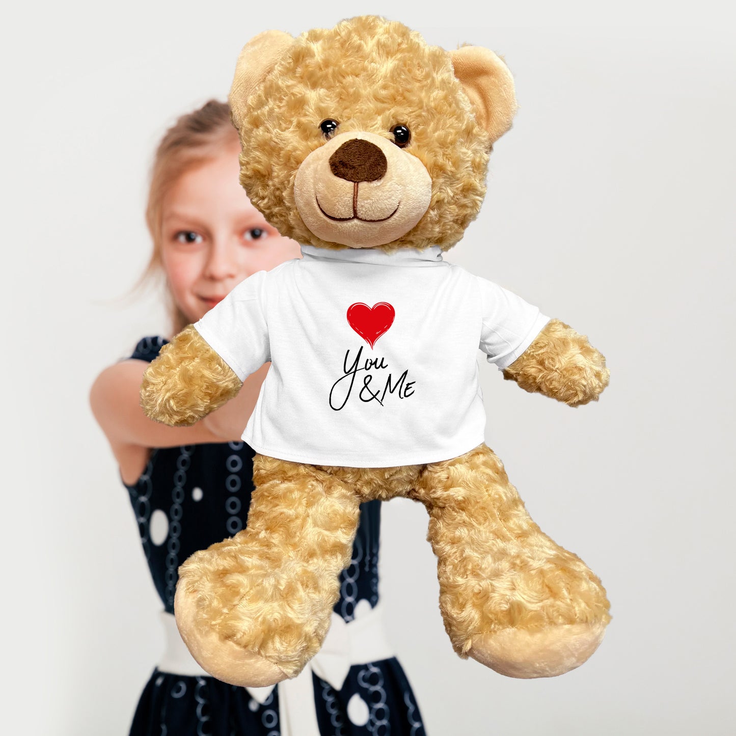 You and Me - Plush Lamb, Panda, or Teddy Bear with Tee Shirt Romantic Gift for Sweetheart - Mallard Moon Gift Shop