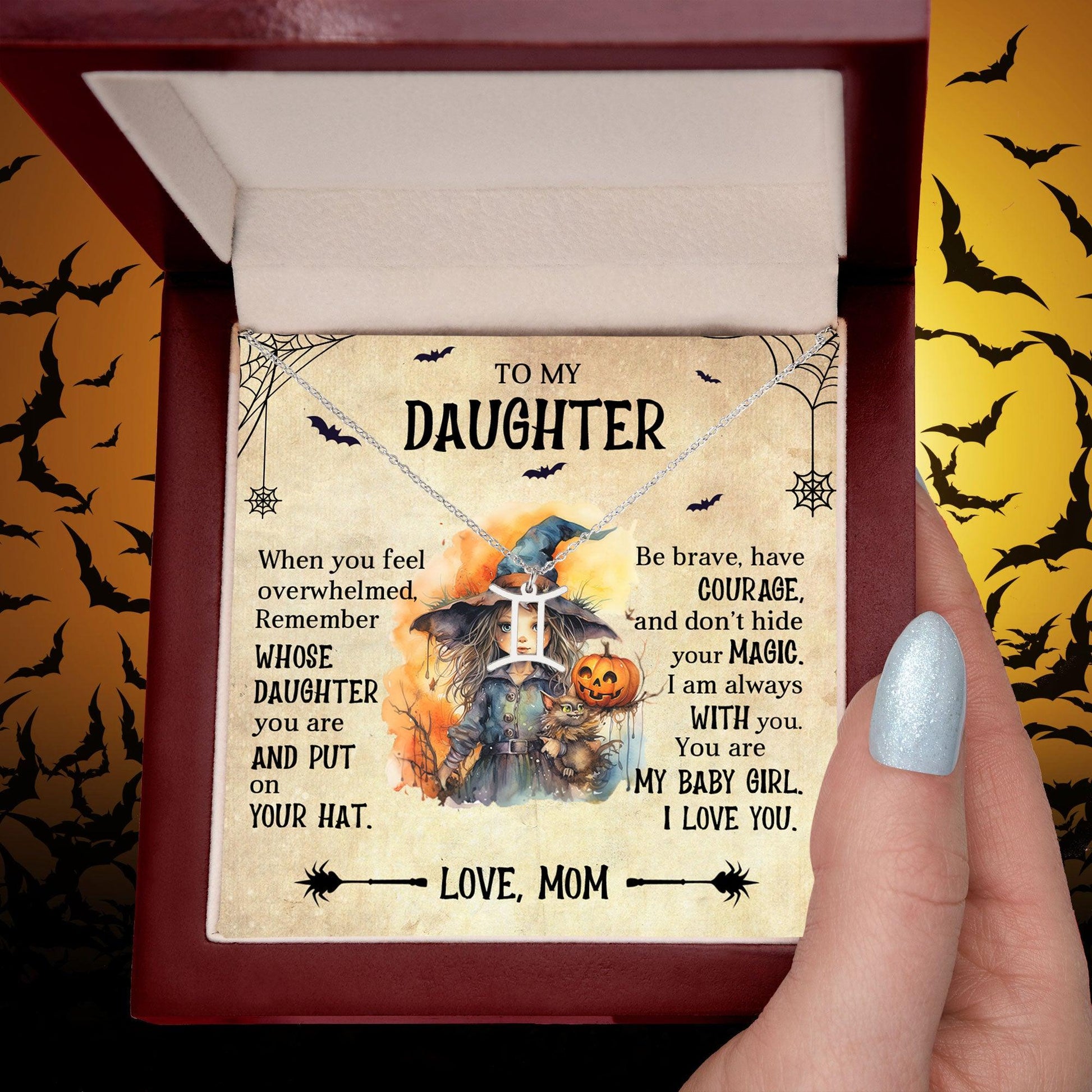 Daughter Halloween Inspired Zodiac Necklace - Put Your Hat On and Don't Hide Your Magic - Mallard Moon Gift Shop
