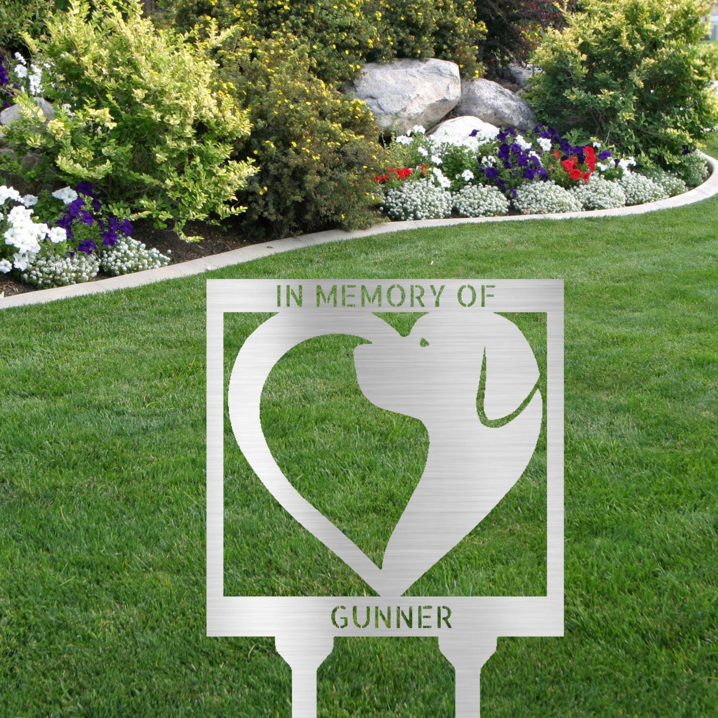 Dog Love Custom Address or Name Yard Garden Lawn Metal Stake Sign - Mallard Moon Gift Shop