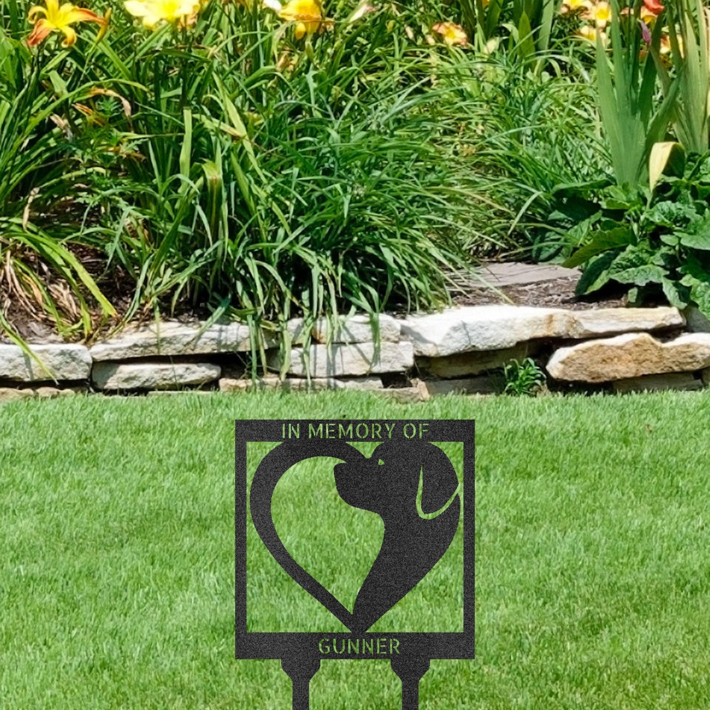 Dog Love Custom Address or Name Yard Garden Lawn Metal Stake Sign - Mallard Moon Gift Shop