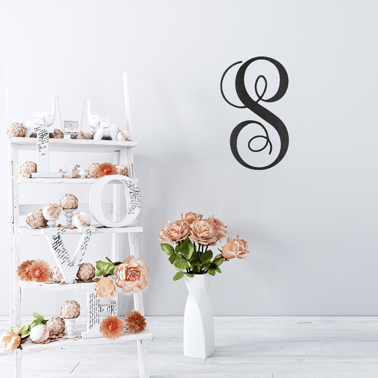 Fancy Initial Custom Monogram Metal Wall Art - Mallard Moon Gift Shop