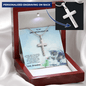 Granddaughter Cross Pendant Necklace with Playful Kitten Message Card - Mallard Moon Gift Shop