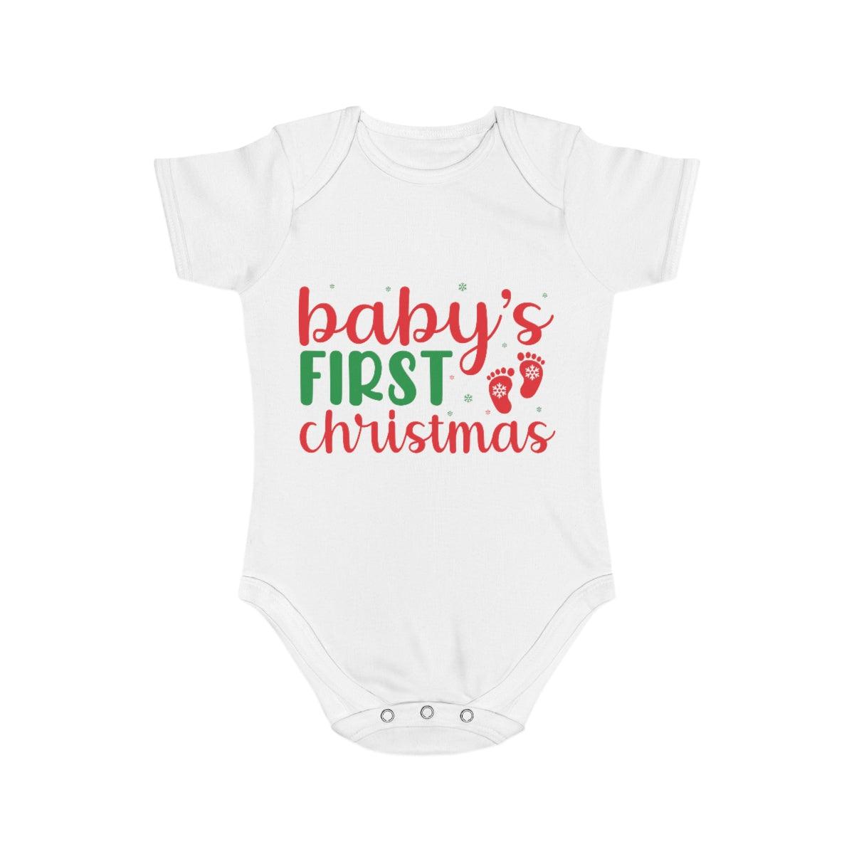 Baby's First Christmas Short Sleeve Baby Bodysuit - Mallard Moon Gift Shop