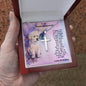 Granddaughter Custom Engraved Cross Pendant Necklace Puppy Message Card - Mallard Moon Gift Shop