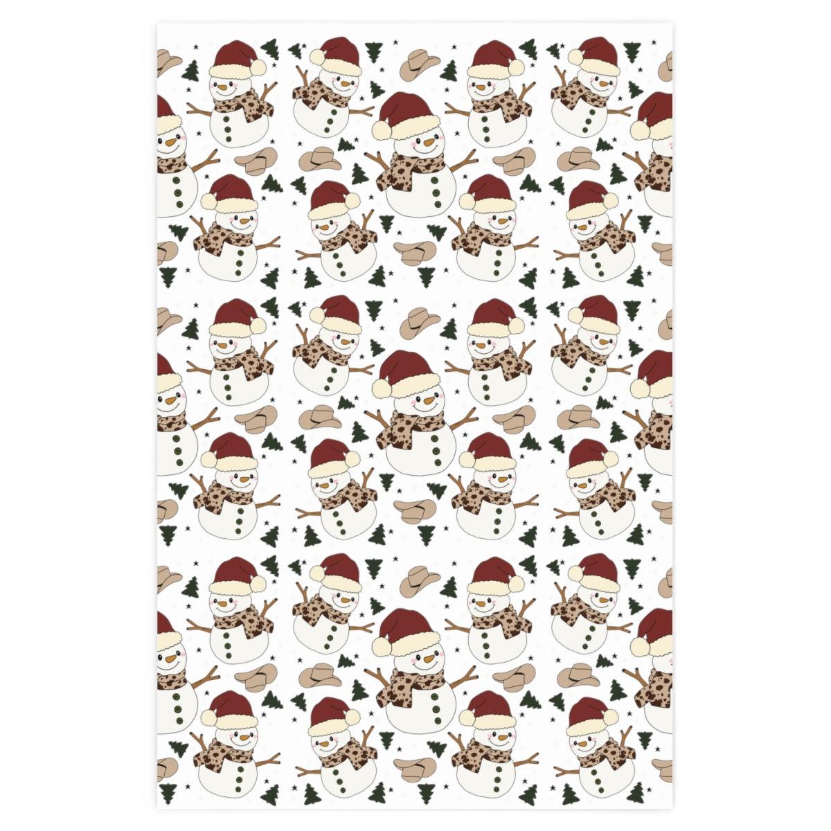 Cowboy Snowman Wrapping Paper - Mallard Moon Gift Shop
