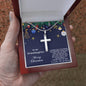 Grand-daughter Personalized Christmas Cross Pendant Necklace - Mallard Moon Gift Shop