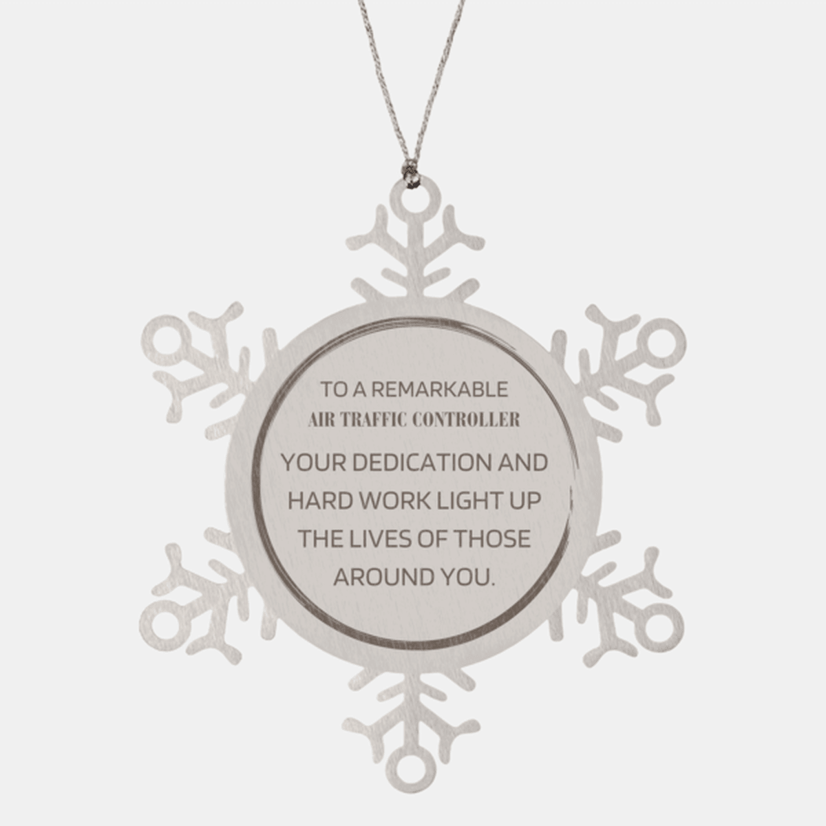 Air Traffic Controller Snowflake Ornament – Stainless Steel Christmas Decoration – Aviation Appreciation Gift – Durable, Shatterproof Holiday Keepsake