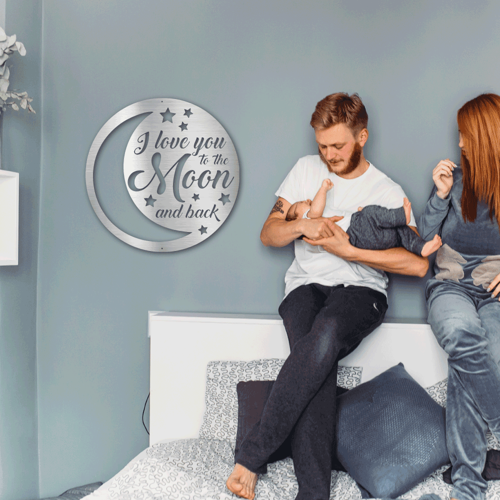 I Love You To the Moon and Back Indoor Outdoor Steel Wall Sign - Mallard Moon Gift Shop