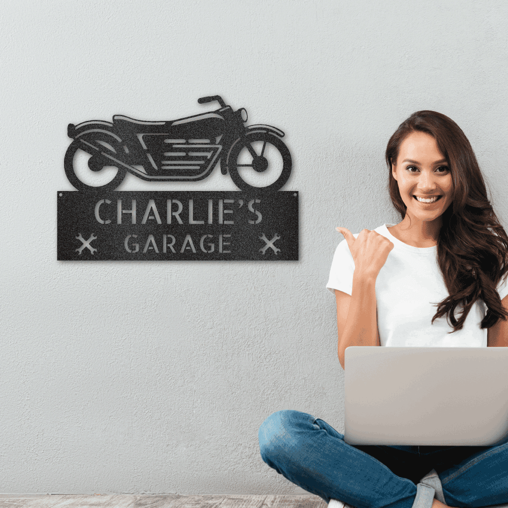 Motorcycle Adventure Custom Name Indoor Outdoor Metal Wall Sign - Mallard Moon Gift Shop