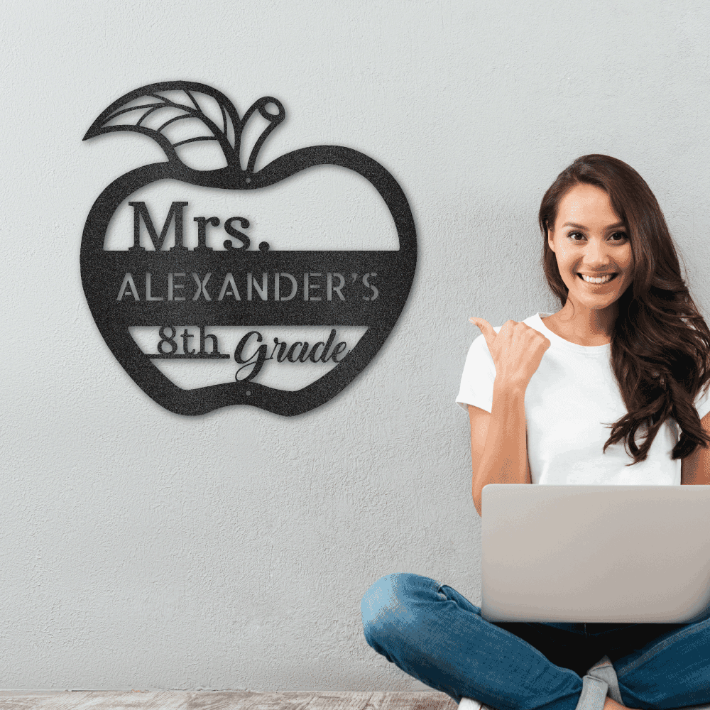 Teacher Appreciation Personalized Monogram Indoor Outdoor Steel Wall Sign - Mallard Moon Gift Shop