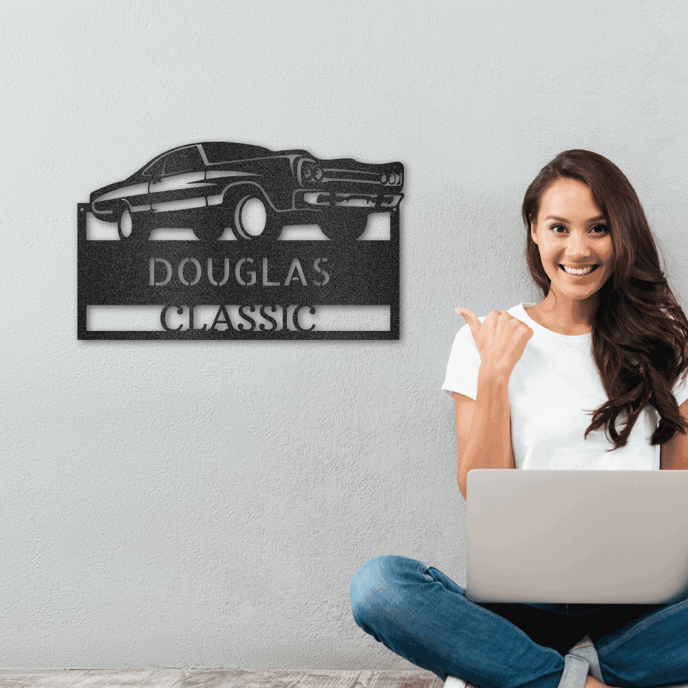 Classic Muscle Car Personalized Indoor Outdoor Steel Wall Sign - Mallard Moon Gift Shop
