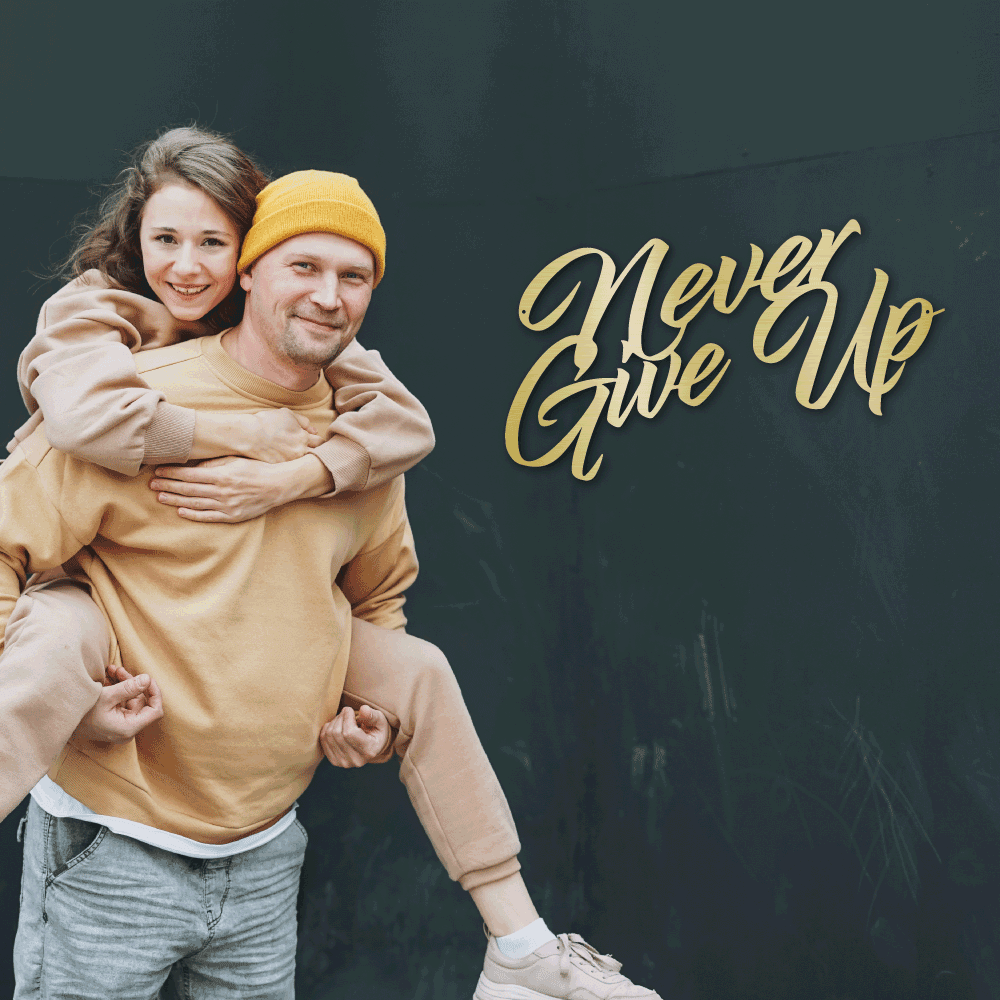 Never Give Up Indoor Outdoor Steel Wall Sign Art - Mallard Moon Gift Shop