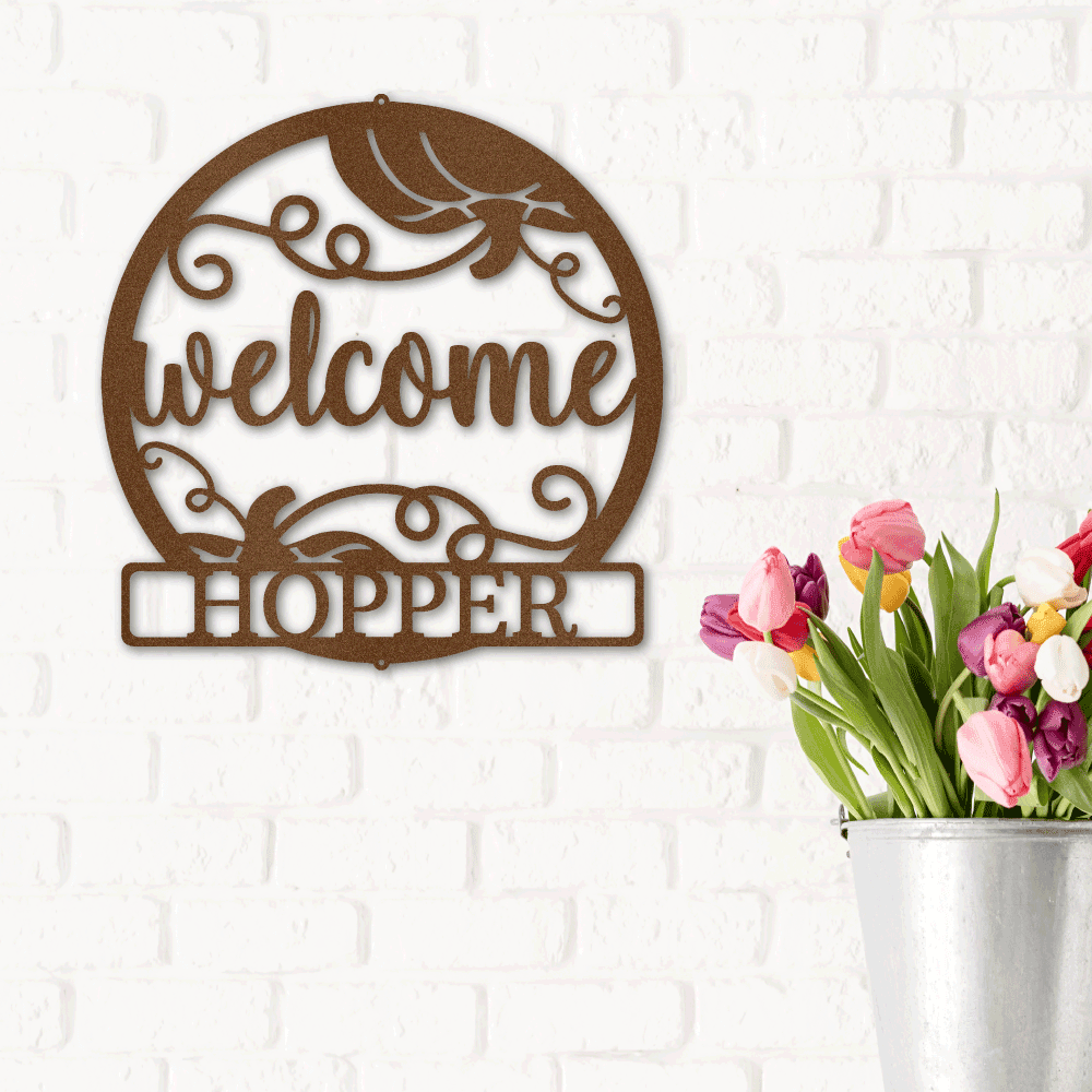 Welcome Fall Custom Monogram Indoor Outdoor Steel Wall Sign - Mallard Moon Gift Shop