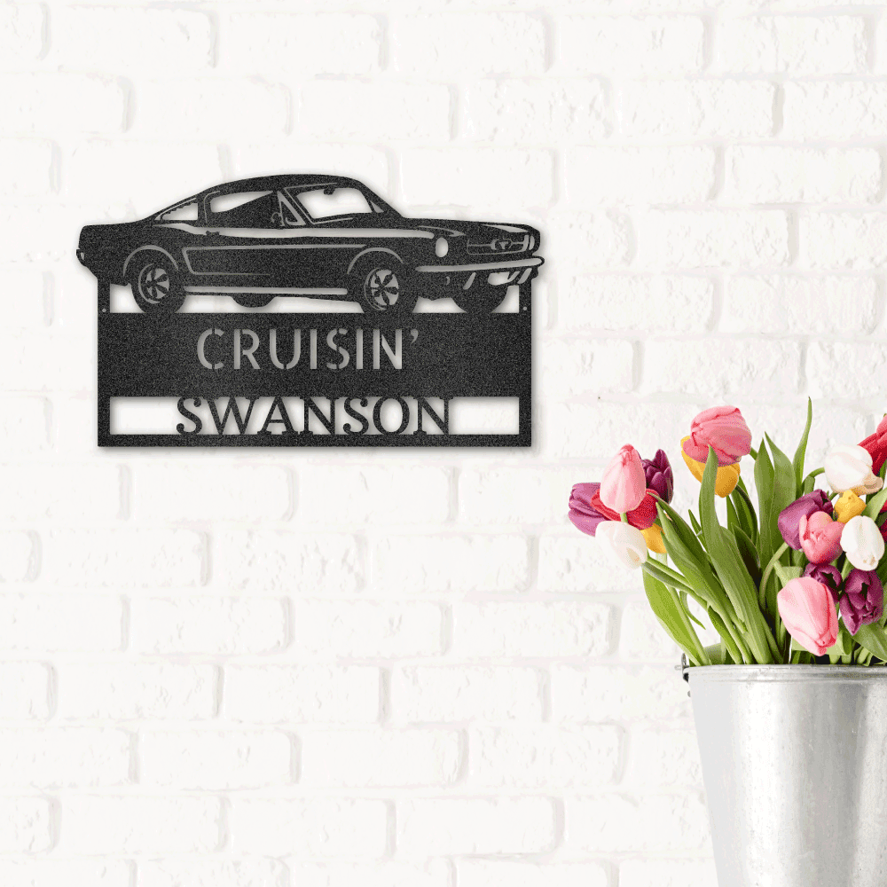 Hear The Roar Classic Sports Car Custom Name Steel Wall Sign - Mallard Moon Gift Shop