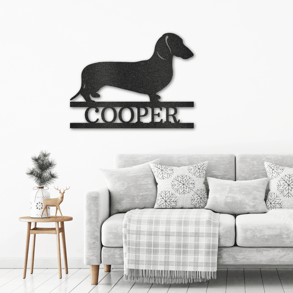 Dachshund Short Haired Custom Name Metal Wall Sign - Mallard Moon Gift Shop