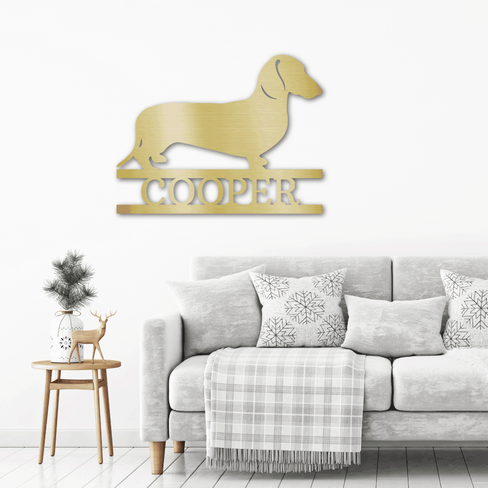 Dachshund Short Haired Custom Name Metal Wall Sign - Mallard Moon Gift Shop