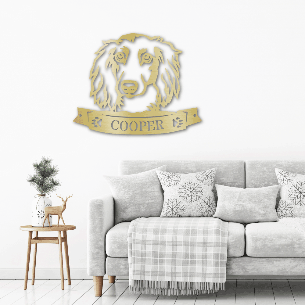 Dachshund Face Long-haired Custom Name Metal Art Wall Sign - Mallard Moon Gift Shop