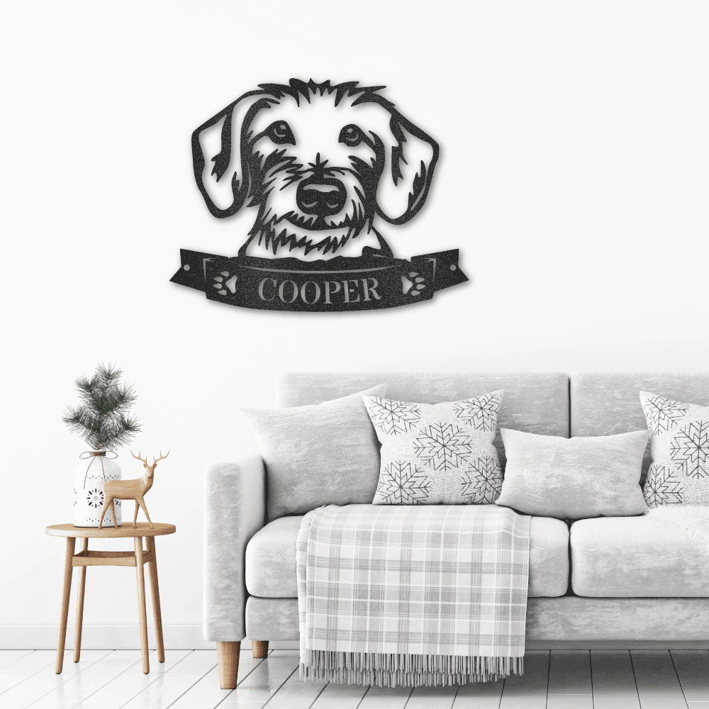 Dachshund Face Custom Name Metal Art Wall Sign - Mallard Moon Gift Shop