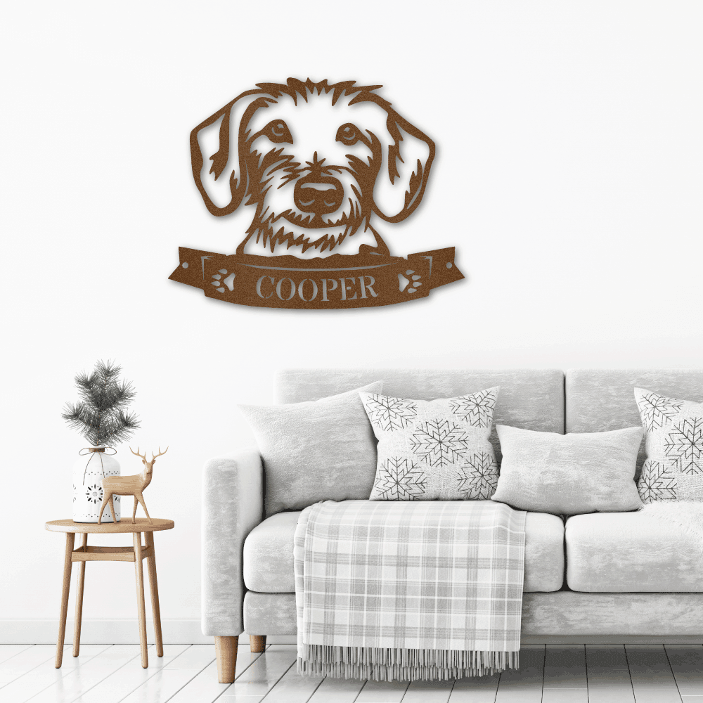 Dachshund Face Custom Name Metal Art Wall Sign - Mallard Moon Gift Shop