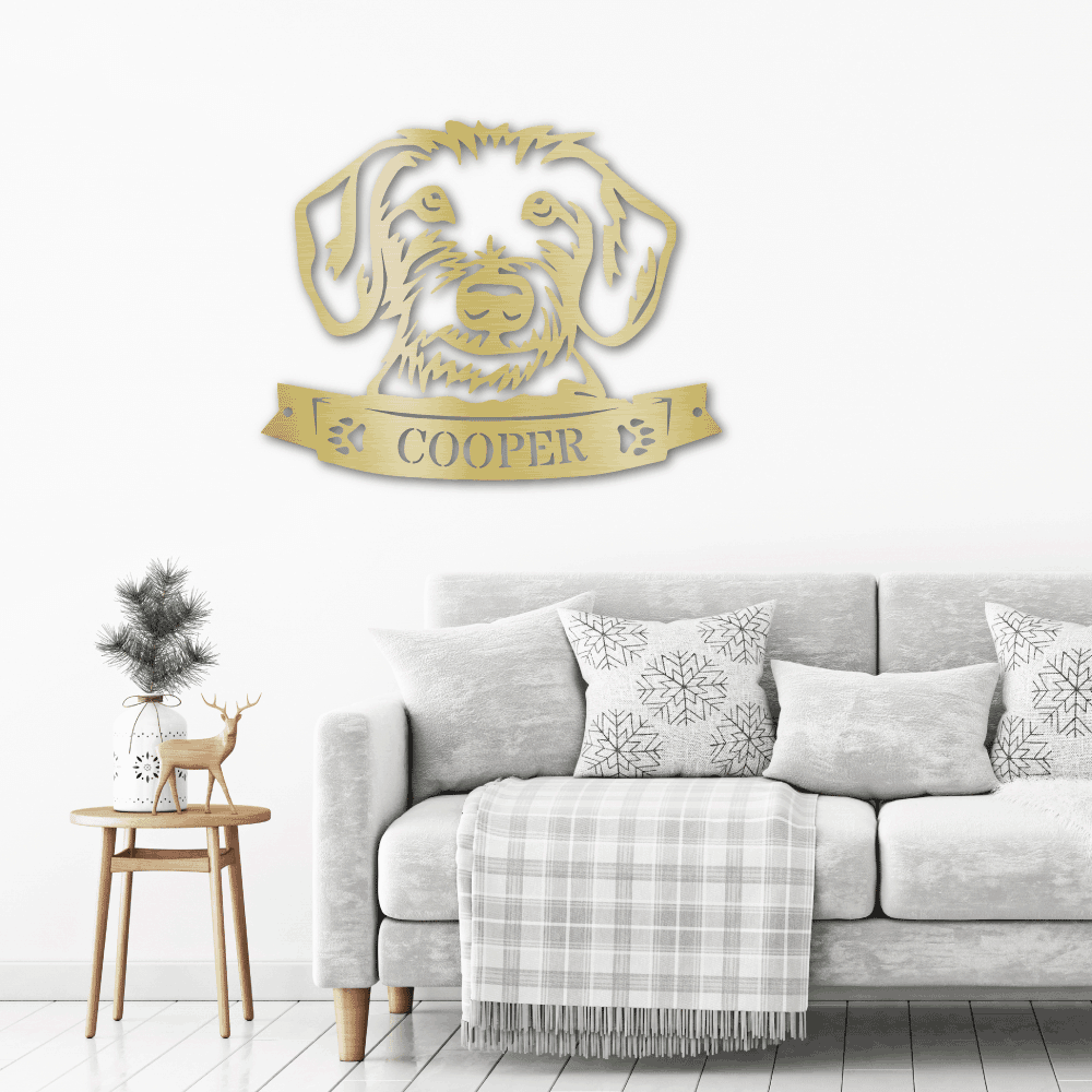 Dachshund Face Custom Name Metal Art Wall Sign - Mallard Moon Gift Shop