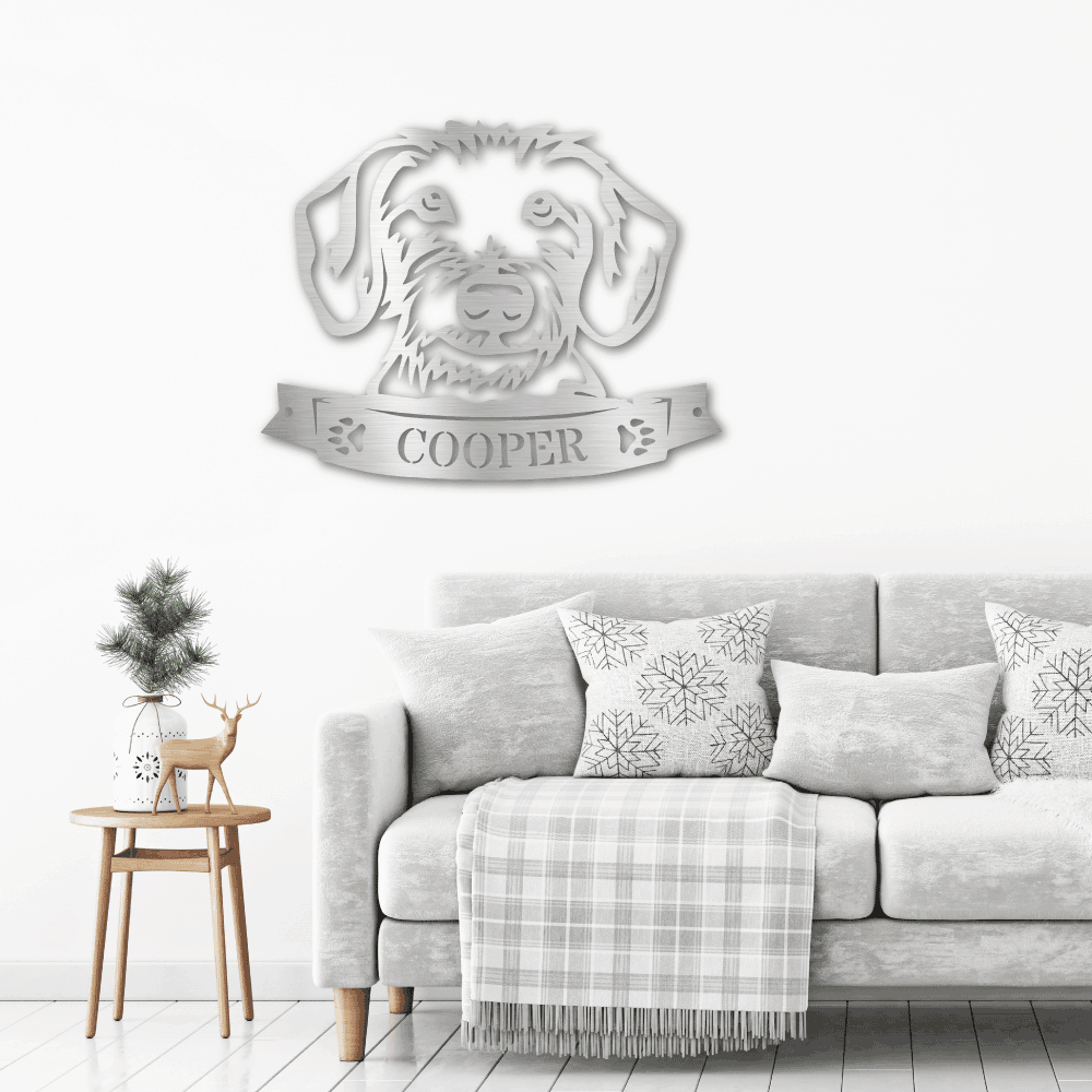 Dachshund Face Custom Name Metal Art Wall Sign - Mallard Moon Gift Shop