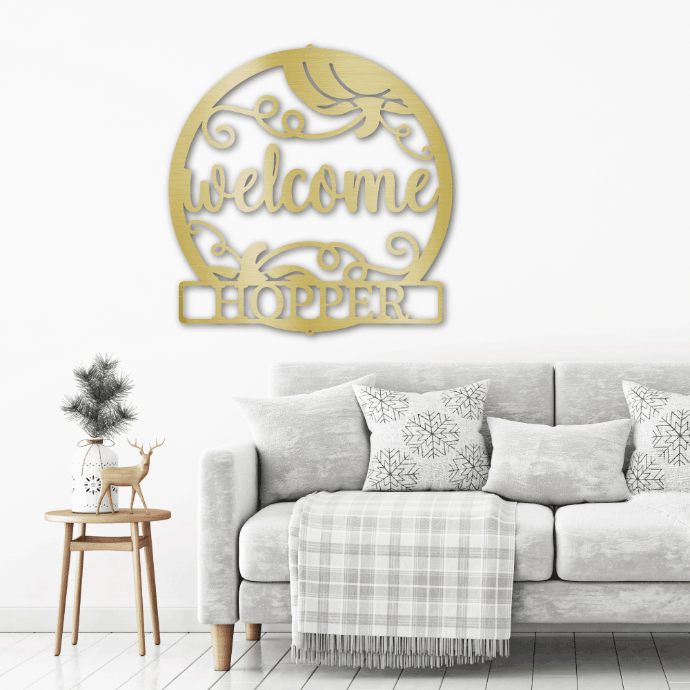 Welcome Fall Custom Monogram Indoor Outdoor Steel Wall Sign - Mallard Moon Gift Shop