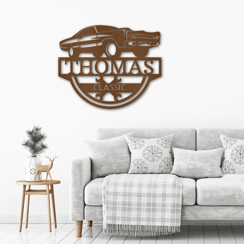 Timeless Car Custom Name Metal Wall Art - Mallard Moon Gift Shop