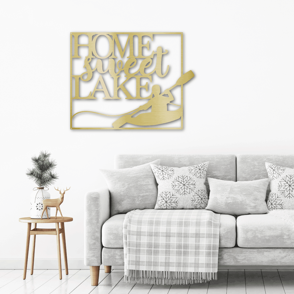 Kayaking Home Sweet Lake Indoor Outdoor Steel Wall Sign - Mallard Moon Gift Shop