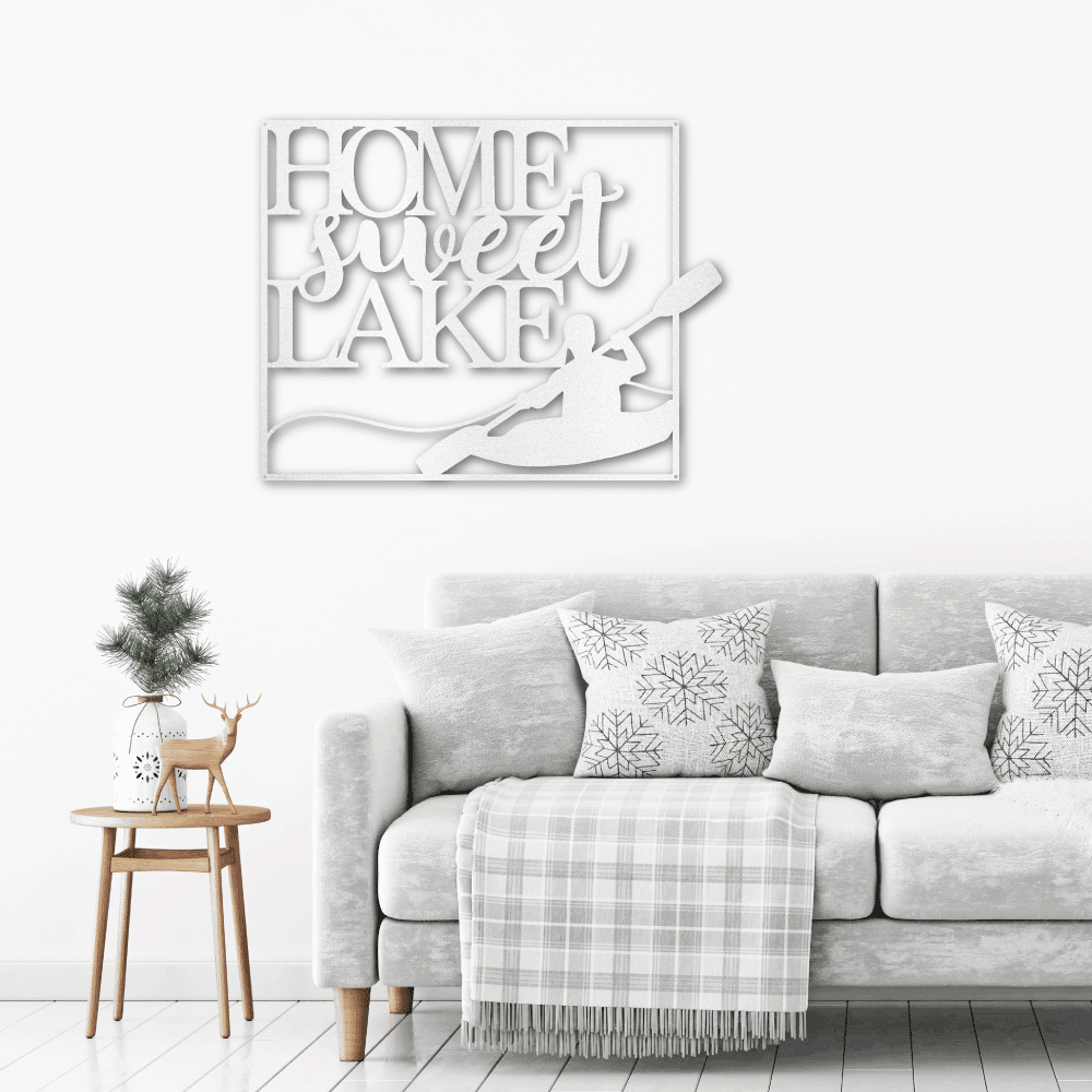 Kayaking Home Sweet Lake Indoor Outdoor Steel Wall Sign - Mallard Moon Gift Shop