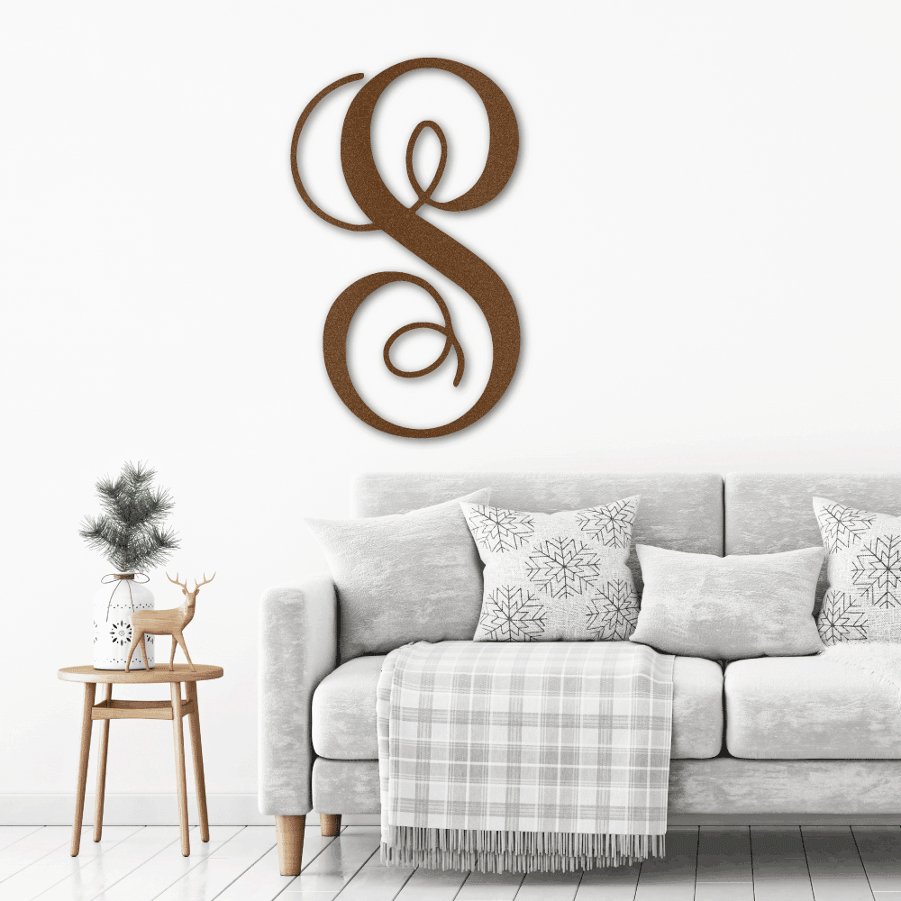 Fancy Initial Custom Monogram Metal Wall Art - Mallard Moon Gift Shop