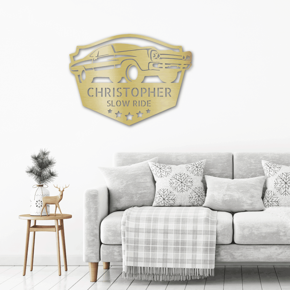 Classic Car Custom Name Indoor Outdoor Steel Wall Sign - Mallard Moon Gift Shop