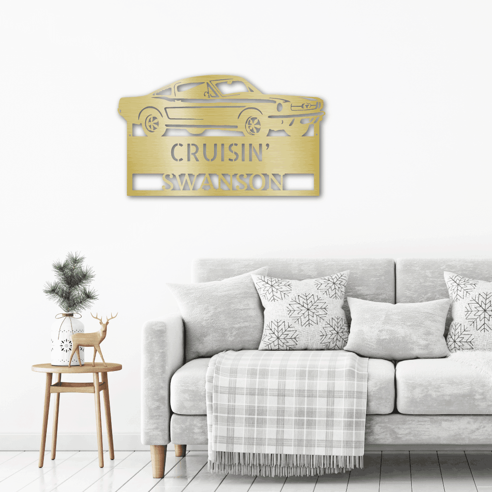 Hear The Roar Classic Sports Car Custom Name Steel Wall Sign - Mallard Moon Gift Shop