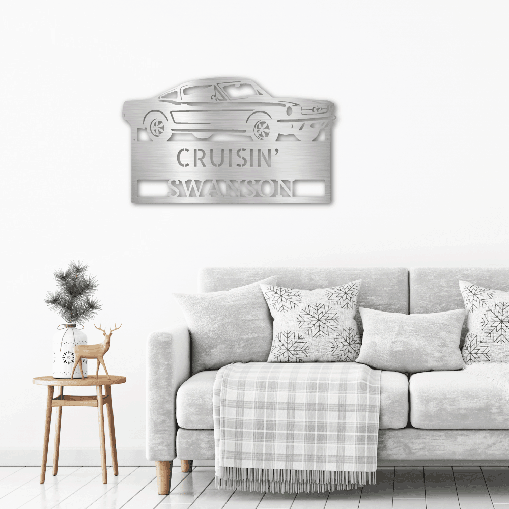Hear The Roar Classic Sports Car Custom Name Steel Wall Sign - Mallard Moon Gift Shop