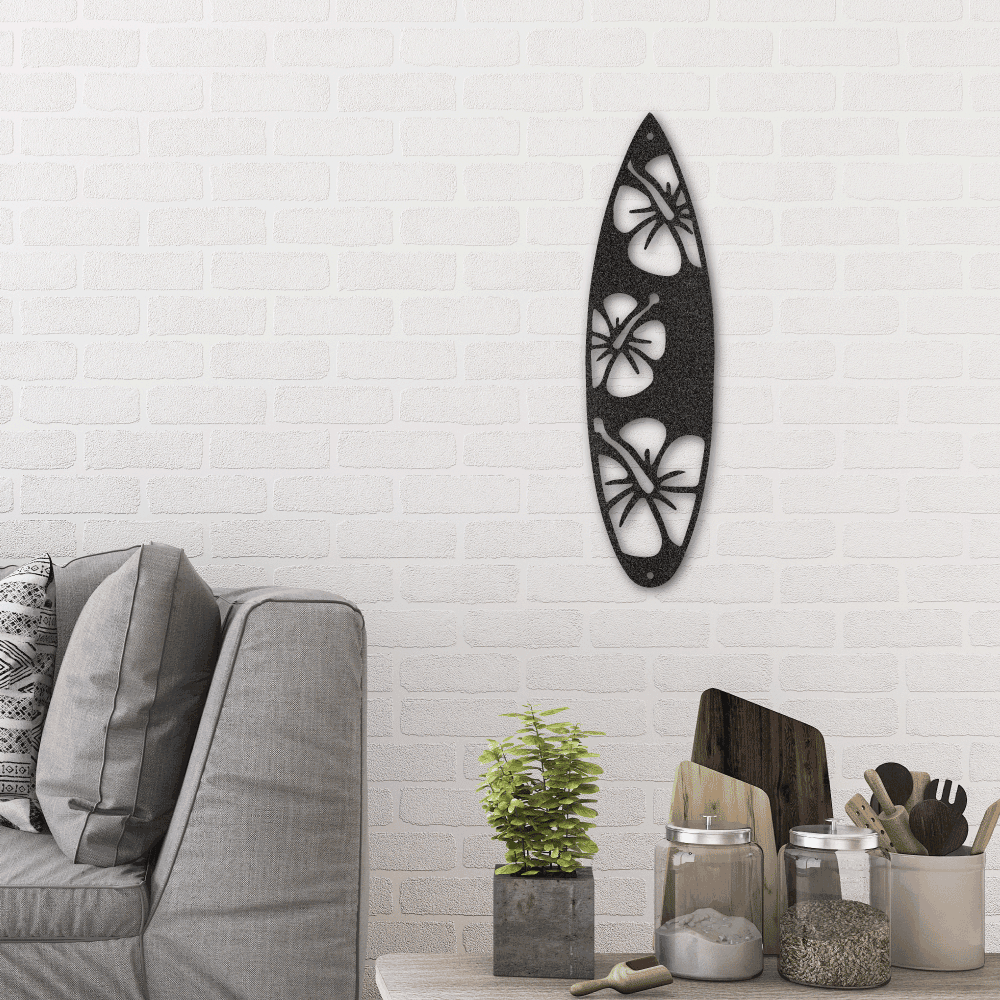 Surfboard Flowers Indoor Outdoor Steel Wall Sign Art - Mallard Moon Gift Shop