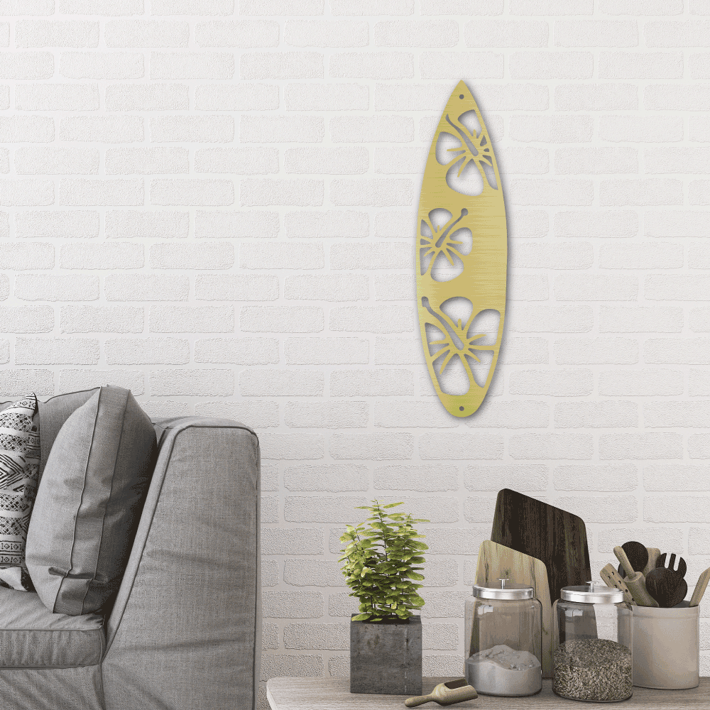 Surfboard Flowers Indoor Outdoor Steel Wall Sign Art - Mallard Moon Gift Shop